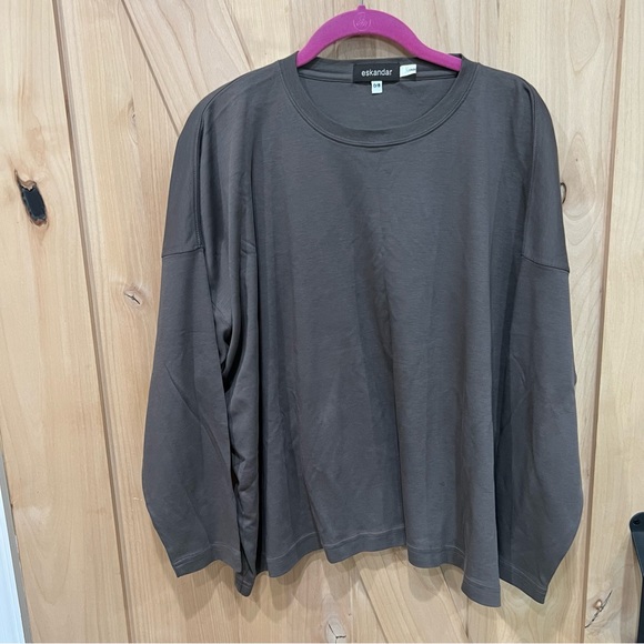 eskandar Tops - Eskandar Oversized Shirt Boxy Taupe T shirt 100% Prima Cotton Size OS